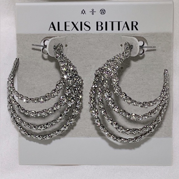 Alexis Bittar Jewelry - ALEXIS BITTAR
Ruthenium-Plated Punk Royale Crystal Multi Hoop Earrings